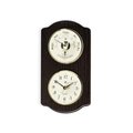 Bey Berk International Bey-Berk International WS413 Brass Quartz Clock Barometer with Thermometer - Ash Wood WS413